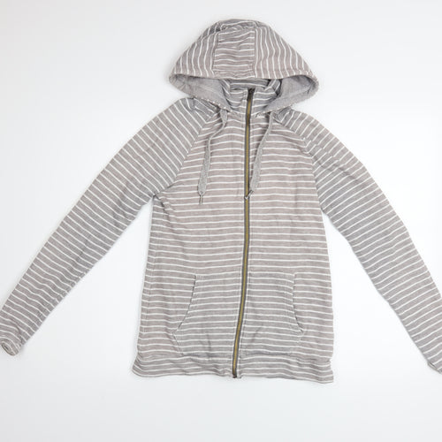 Mountain Warehouse Womens Grey Striped Full Zip Hoodie Size 8