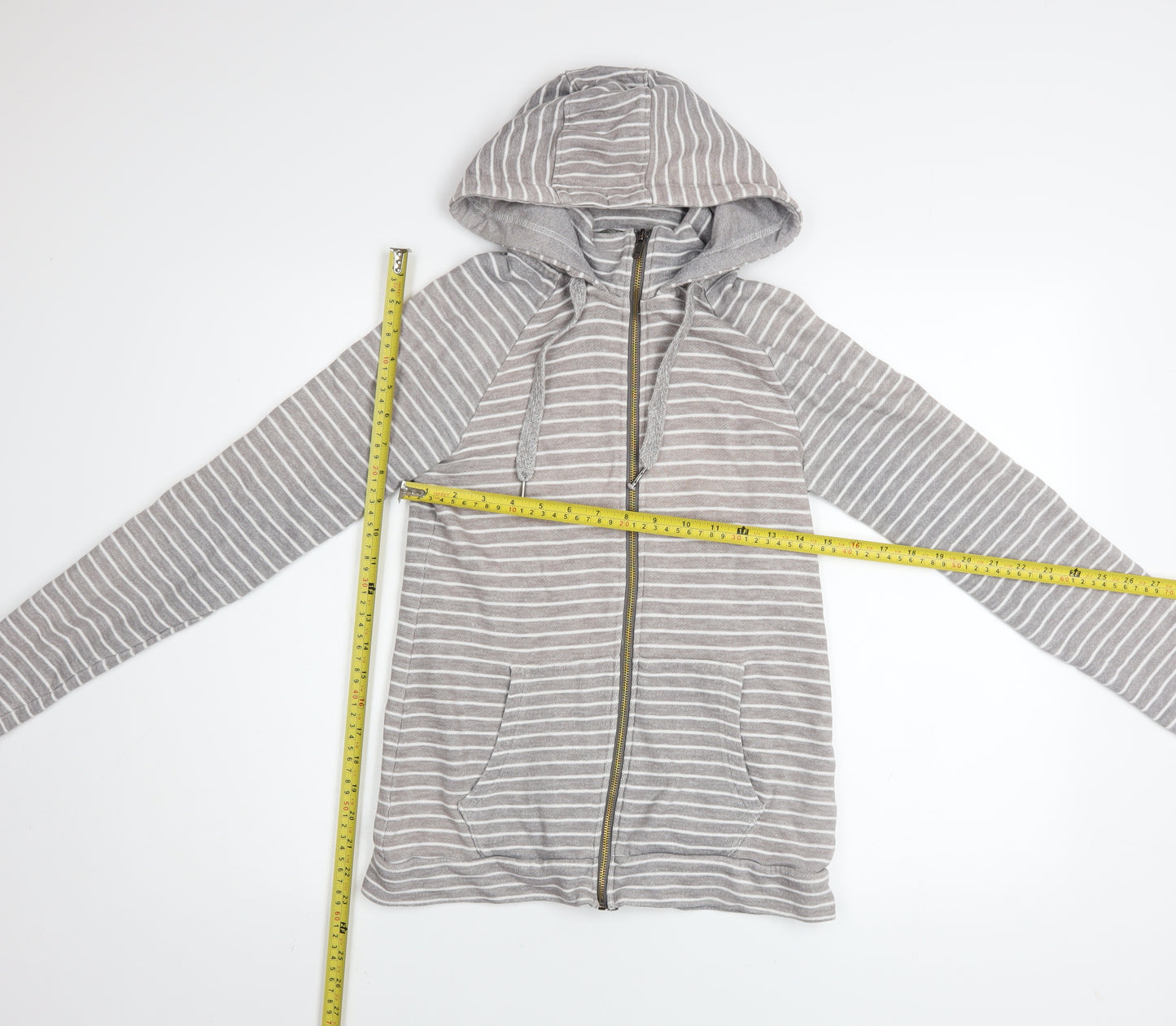 Mountain Warehouse Womens Grey Striped Full Zip Hoodie Size 8