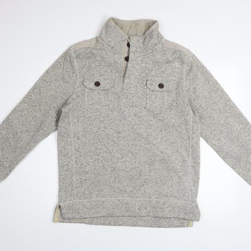 FatFace Men's Grey Henley Sweatshirt M Regular Fit