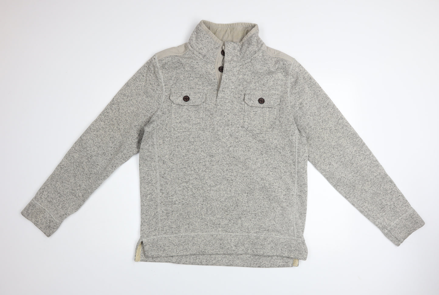 FatFace Men's Grey Henley Sweatshirt M Regular Fit