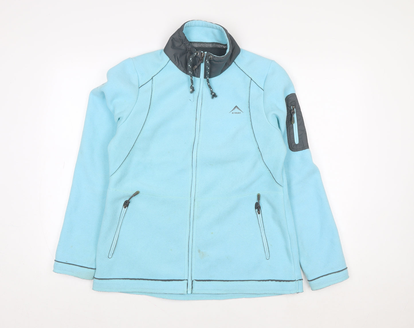 K-Way Women Blue Full Zip Fleece Jacket Size M Polyester Outdoor Hiking