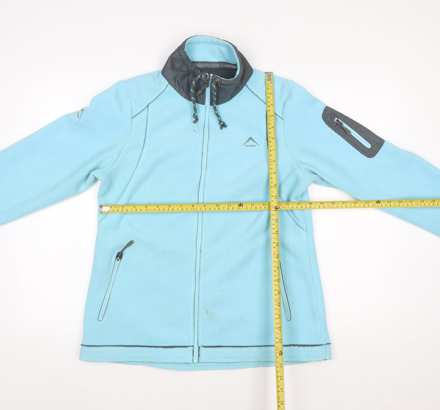 K-Way Women Blue Full Zip Fleece Jacket Size M Polyester Outdoor Hiking