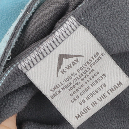 K-Way Women Blue Full Zip Fleece Jacket Size M Polyester Outdoor Hiking