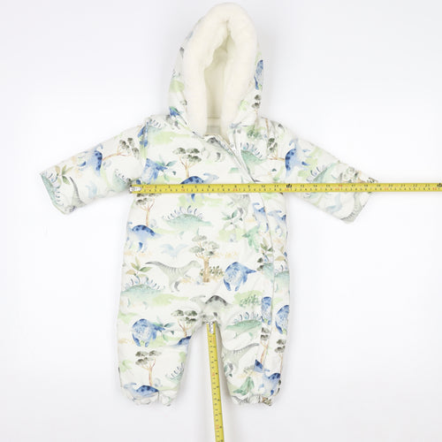Tu Unisex Kids Multicoloured Dinosaur Print Hooded Snowsuit 6-9 Months