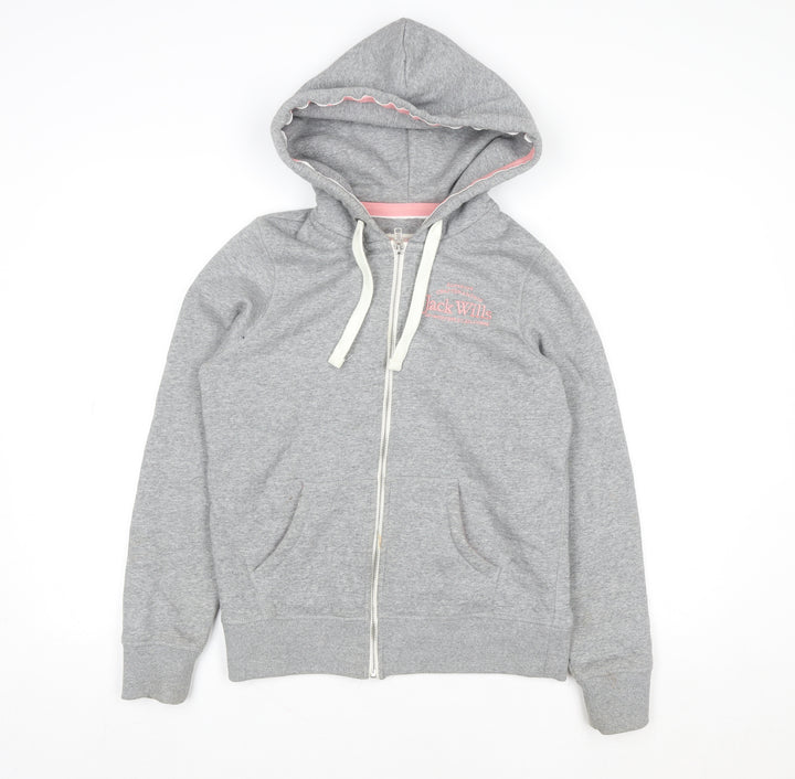 Jack Wills Women’s Grey Hooded Full Zip Jersey Jacket Size 8