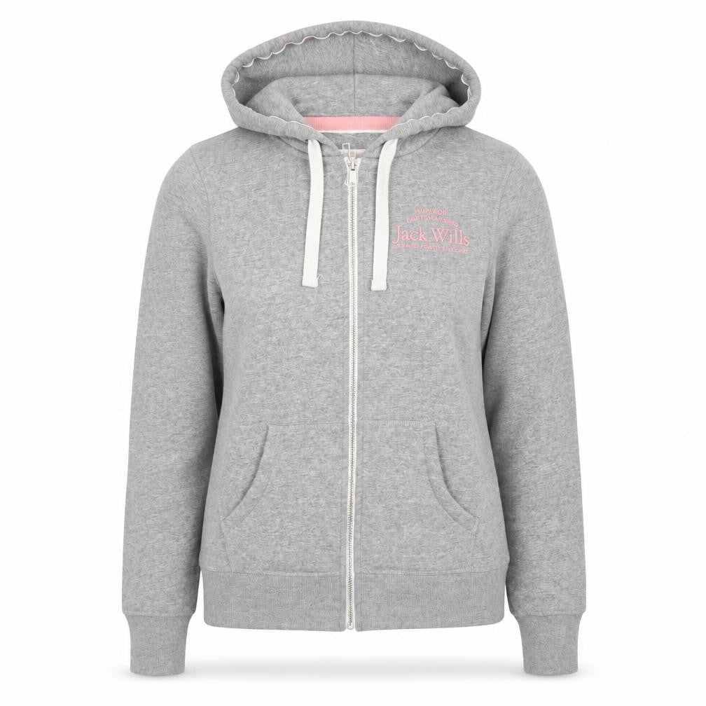 Jack Wills Women’s Grey Hooded Full Zip Jersey Jacket Size 8