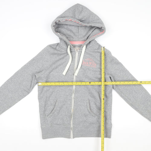 Jack Wills Women’s Grey Hooded Full Zip Jersey Jacket Size 8