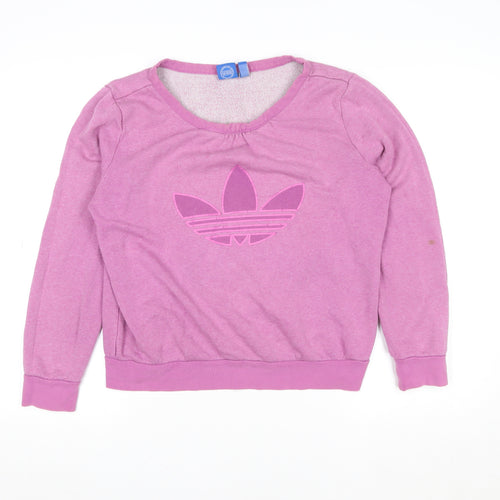 Adidas Womens Pink Logo Crew Neck Long Sleeve Sweatshirt UK 12
