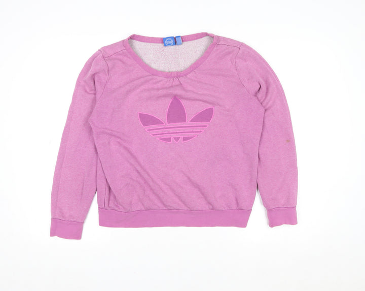 Adidas Womens Pink Logo Crew Neck Long Sleeve Sweatshirt UK 12