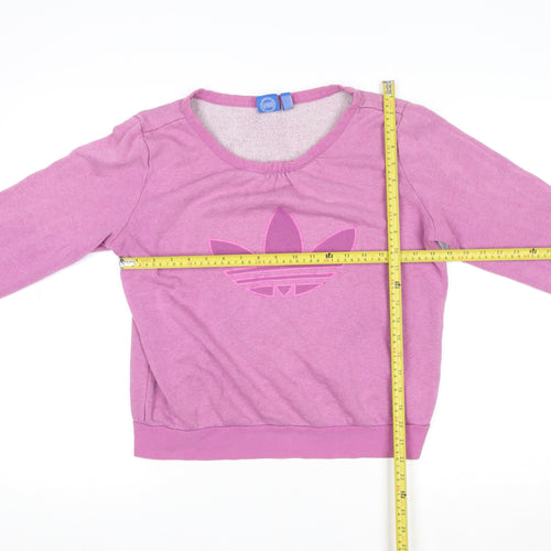 Adidas Womens Pink Logo Crew Neck Long Sleeve Sweatshirt UK 12