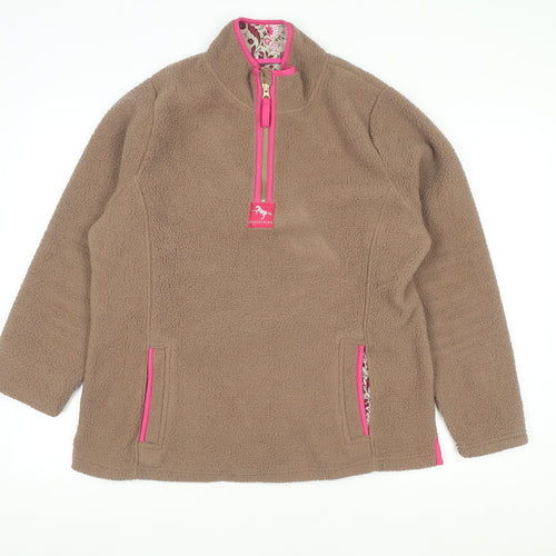 Crane Equestrian Women’s Brown Beige Fleece Pullover UK 16-18 Large