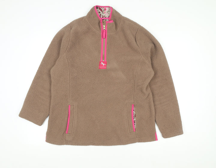 Crane Equestrian Women’s Brown Beige Fleece Pullover UK 16-18 Large
