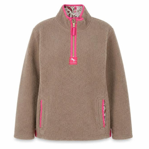 Crane Equestrian Women’s Brown Beige Fleece Pullover UK 16-18 Large