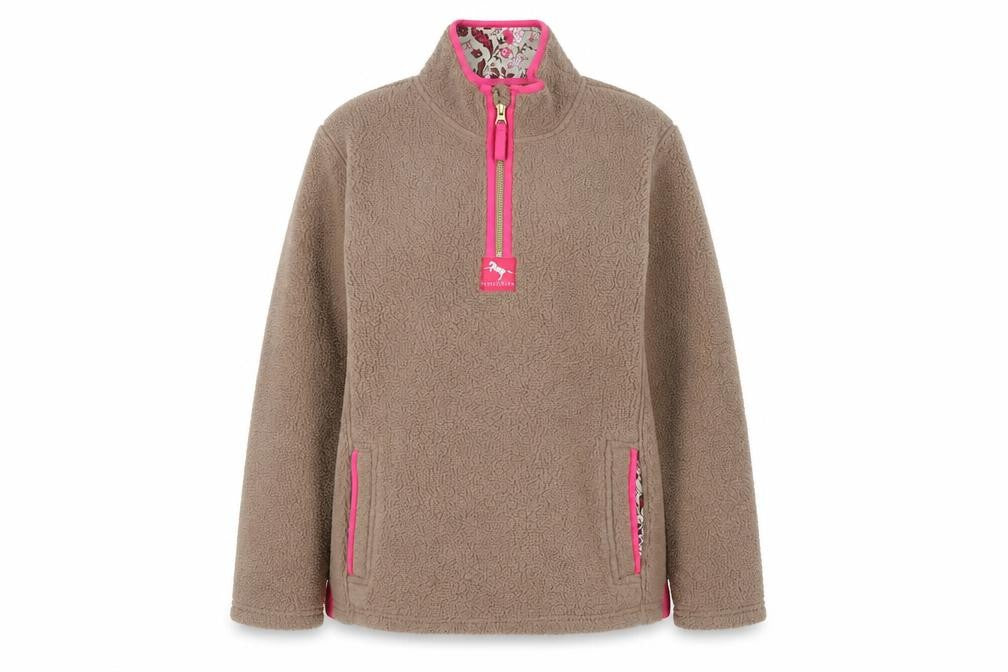 Crane Equestrian Women’s Brown Beige Fleece Pullover UK 16-18 Large
