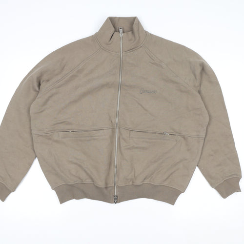 Cernucci Men's Brown Cotton Bomber Jacket L Full Zip Casual