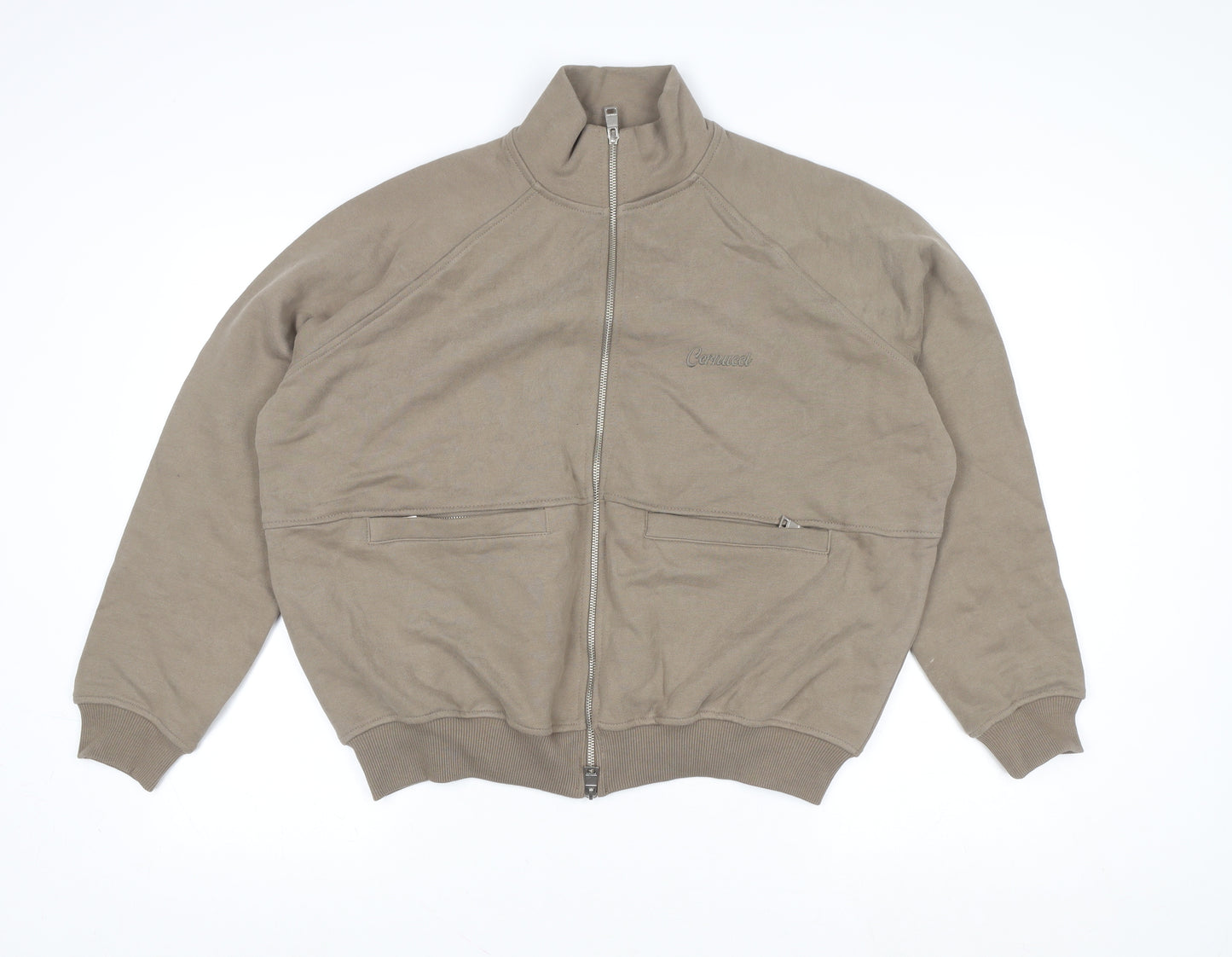 Cernucci Men's Brown Cotton Bomber Jacket L Full Zip Casual