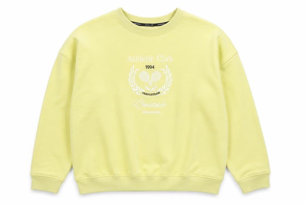 Front view of Reaktiv x Oti Mabuse Yellow Crew Neck Pullover Sweatshirt Women's M