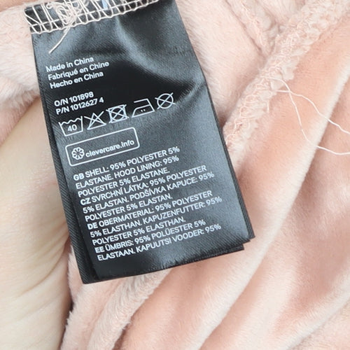H&M Women Pink Velour Hooded Zip Jacket Size 10 Regular