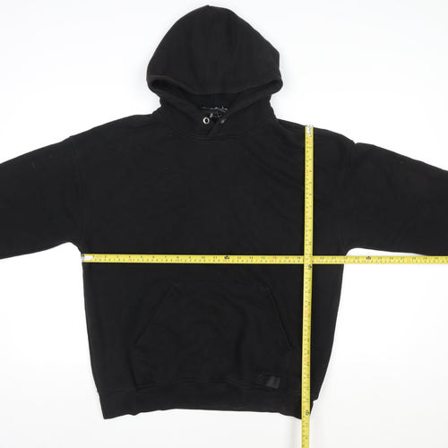 John Couture Women Black Medium Pullover Hoodie Embroidered Logo