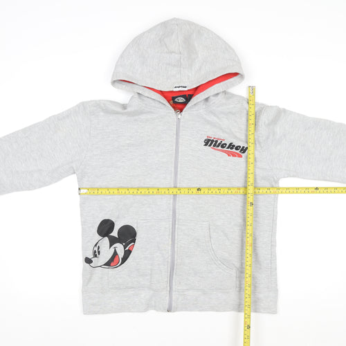 Mickey & Co Women Grey Hooded Zip Jacket M Cotton Blend Casual