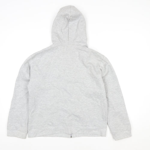 Mickey & Co Women Grey Hooded Zip Jacket M Cotton Blend Casual
