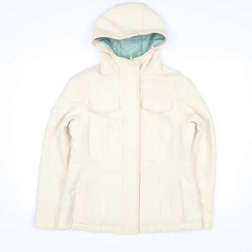 Debenhams Women’s Ivory Wool Hooded Parka Jacket Size 14