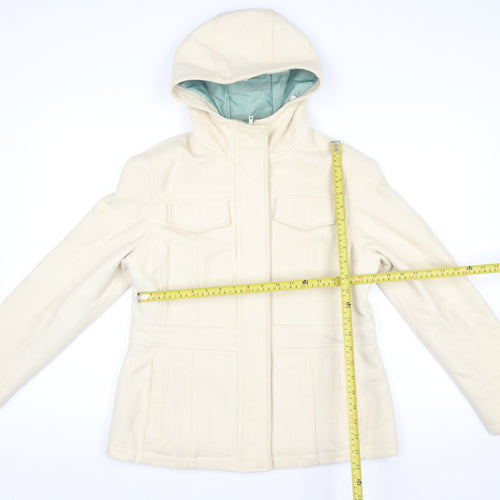 Debenhams Women’s Ivory Wool Hooded Parka Jacket Size 14