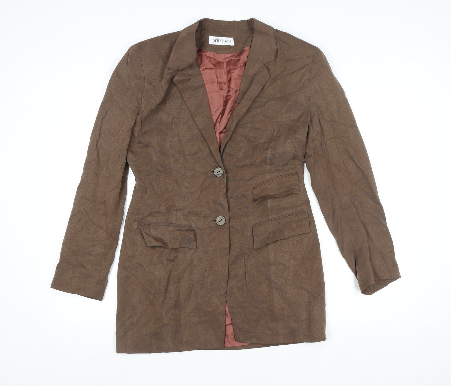Principles Women’s Brown Single Breasted Lined Blazer UK 10 Classic Fit