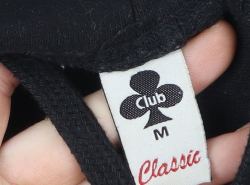 Club Classic Men’s Black Pullover Hoodie M Graphic Print Fleece