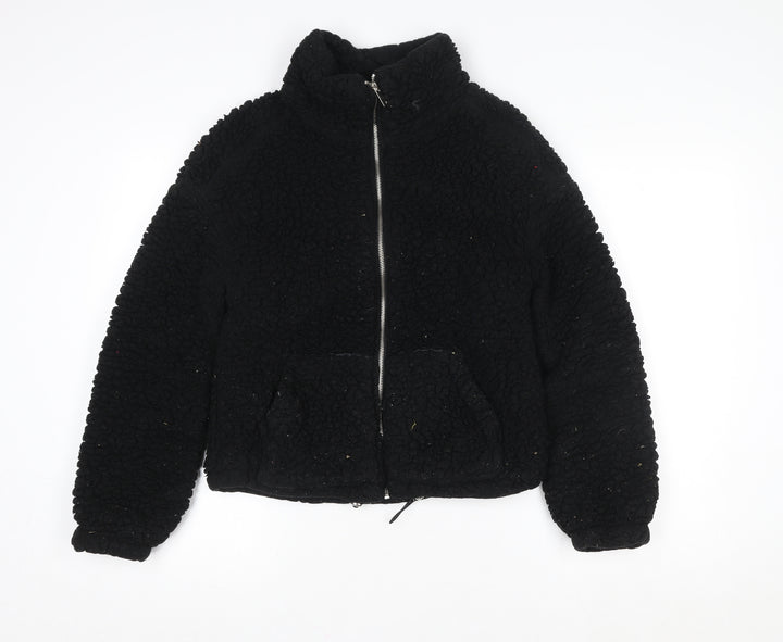 New Look Women's Black Fleece Full Zip Short Jacket Size S
