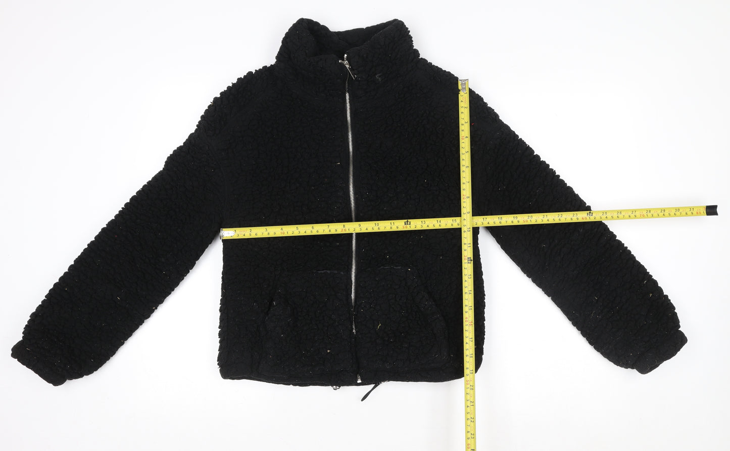New Look Women's Black Fleece Full Zip Short Jacket Size S