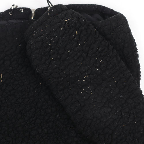 New Look Women's Black Fleece Full Zip Short Jacket Size S