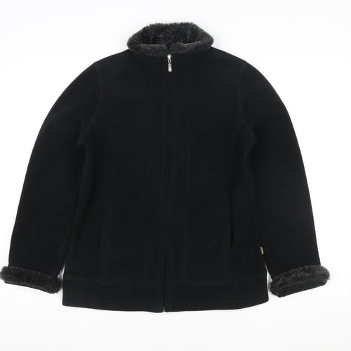 Maine New England Women's Black Faux Fur Trim Full Zip Jacket Size 10