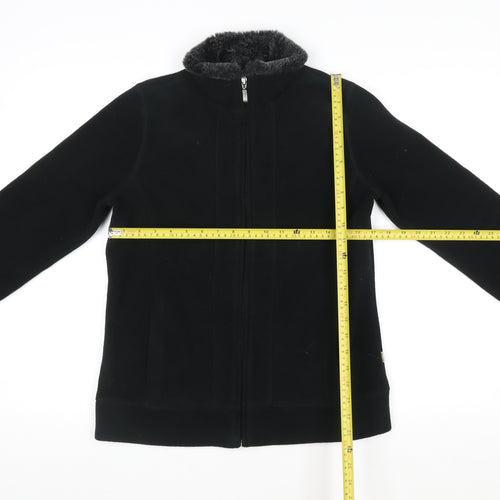 Maine New England Women's Black Faux Fur Trim Full Zip Jacket Size 10