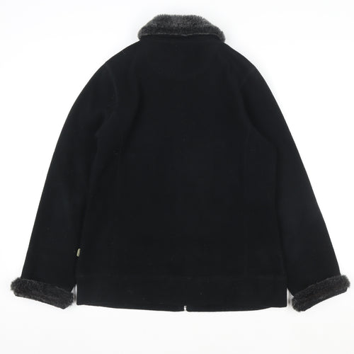 Maine New England Women's Black Faux Fur Trim Full Zip Jacket Size 10