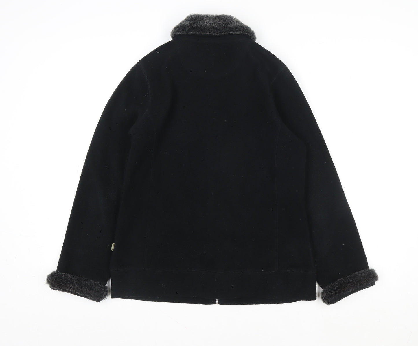 Maine New England Women's Black Faux Fur Trim Full Zip Jacket Size 10