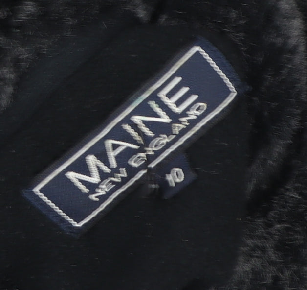 Maine New England Women's Black Faux Fur Trim Full Zip Jacket Size 10