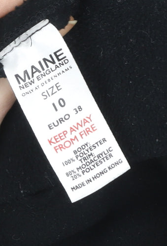 Maine New England Women's Black Faux Fur Trim Full Zip Jacket Size 10