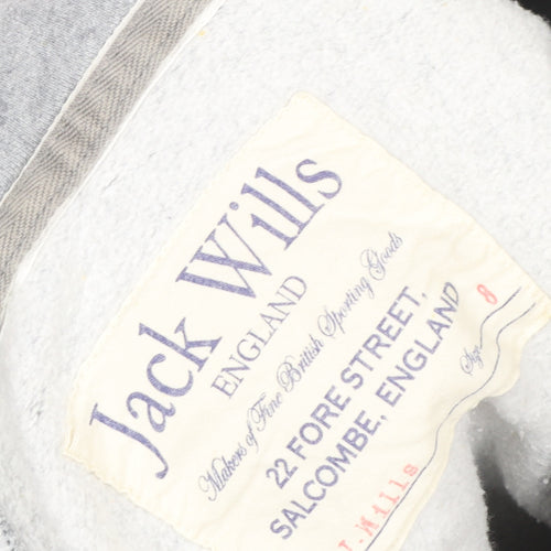 Jack Wills Women’s Grey Zip Hoodie Jacket Size 8 Full Zip Cotton Blend