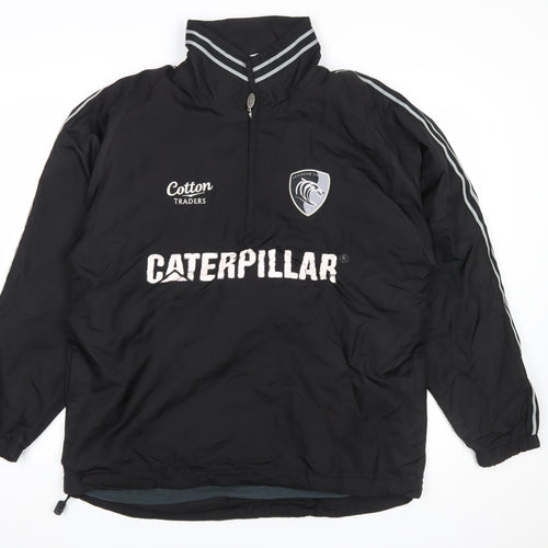 Cotton Traders Men’s Black 1/4 Zip Rugby Jacket S Polyester Lined