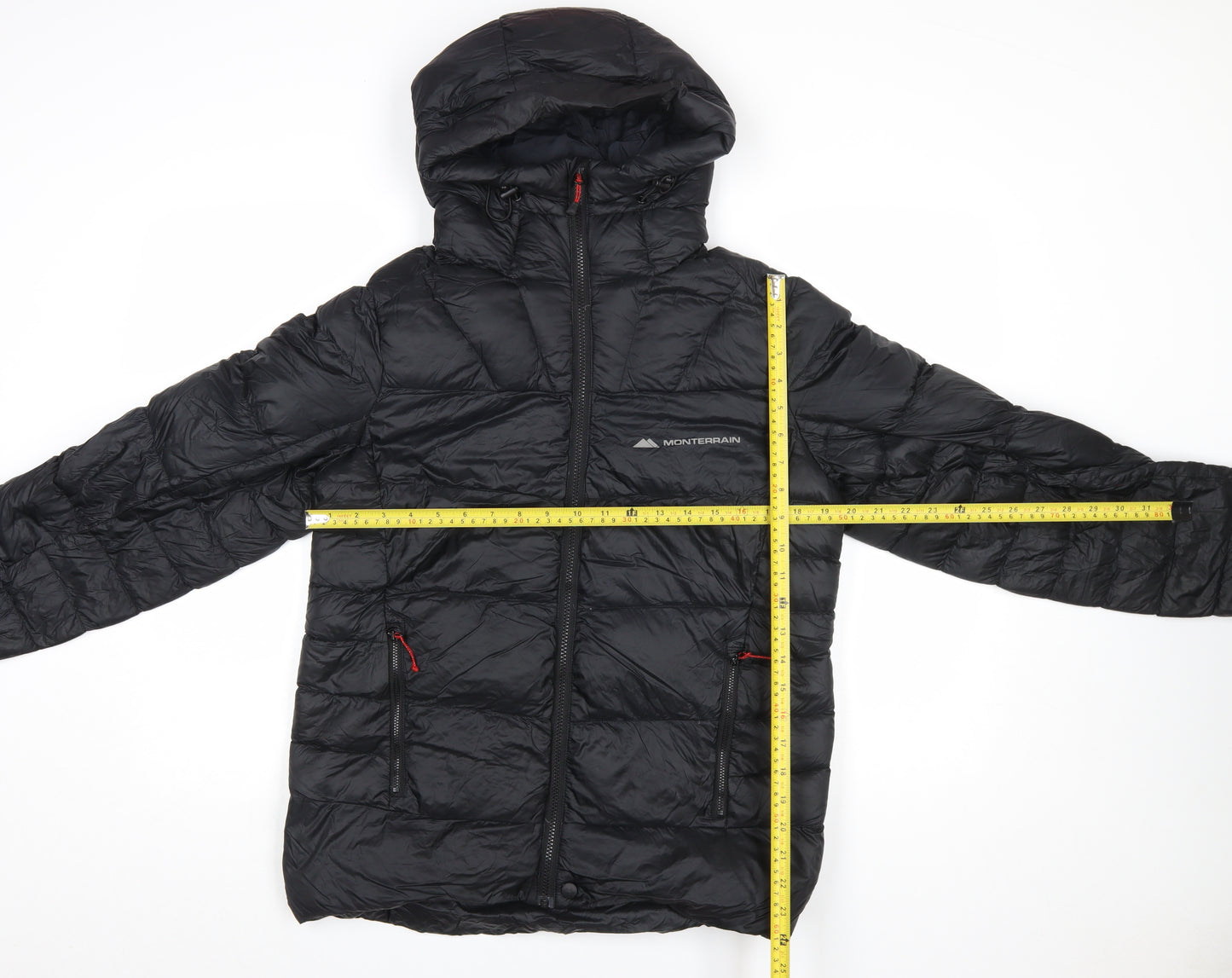 Monterrain Men's Black S Puffer Jacket Hooded Lightweight Insulated Outerwear