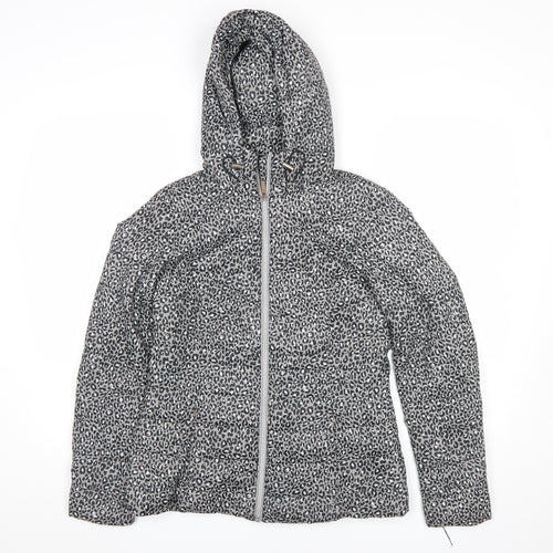 F&F Women’s Grey Animal Print Hooded Puffer Jacket Size 8