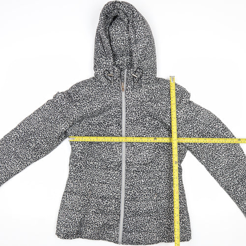 F&F Women’s Grey Animal Print Hooded Puffer Jacket Size 8