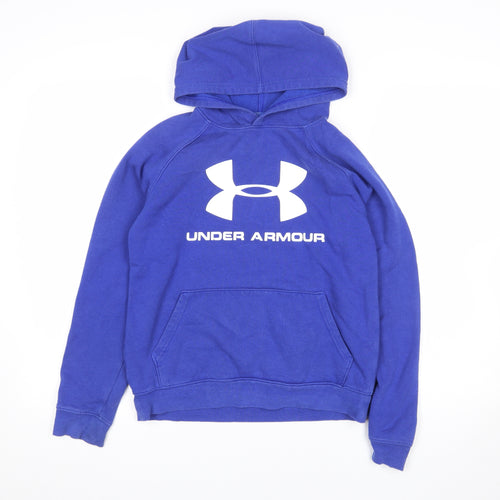 Under Armour Boys Blue Pullover Hoodie YLG Fleece ColdGear Sweatshirt