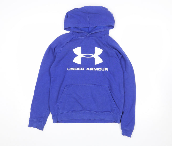 Under Armour Boys Blue Pullover Hoodie YLG Fleece ColdGear Sweatshirt