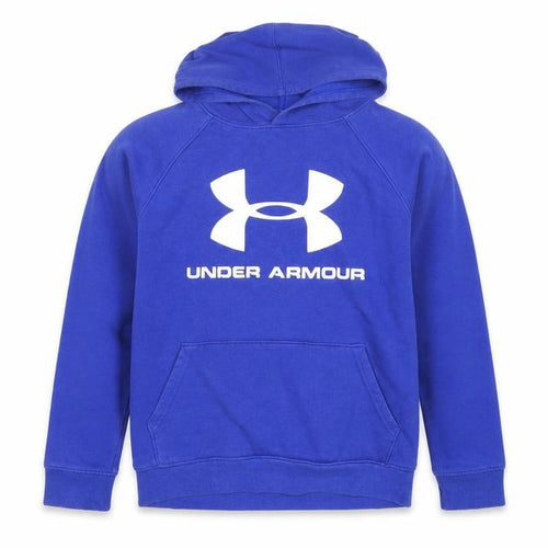 Under Armour Boys Blue Pullover Hoodie YLG Fleece ColdGear Sweatshirt
