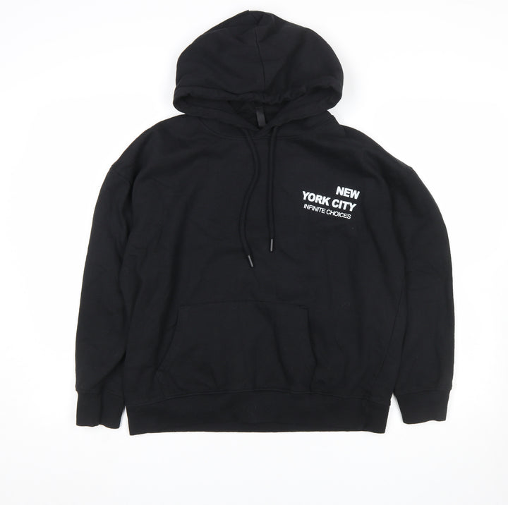 Styli Men's Black XS Pullover Hoodie with City Graphic Print