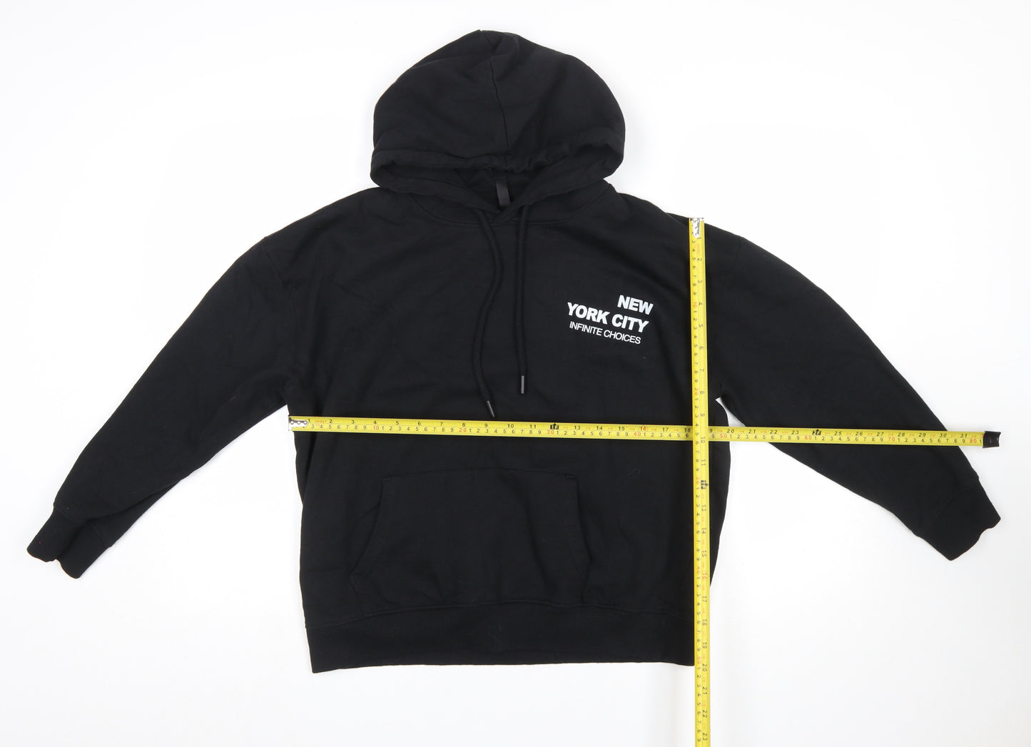 Styli Men's Black XS Pullover Hoodie with City Graphic Print