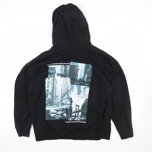 Styli Men's Black XS Pullover Hoodie with City Graphic Print
