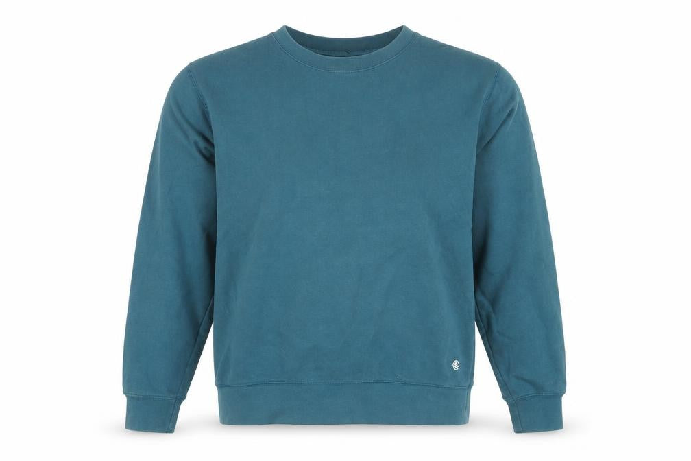 Front view of Scout Women’s Teal Blue Crew Neck Pullover Sweatshirt Medium